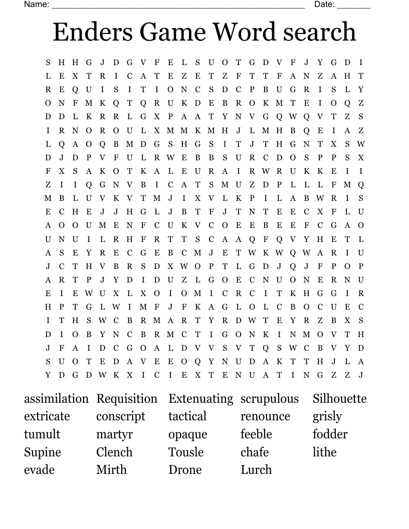 Enders Game Word search