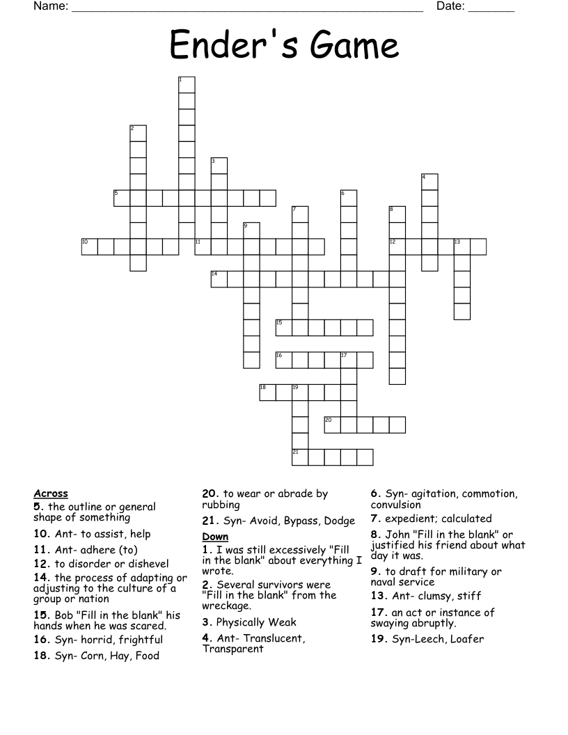 Ender's Game  Crossword