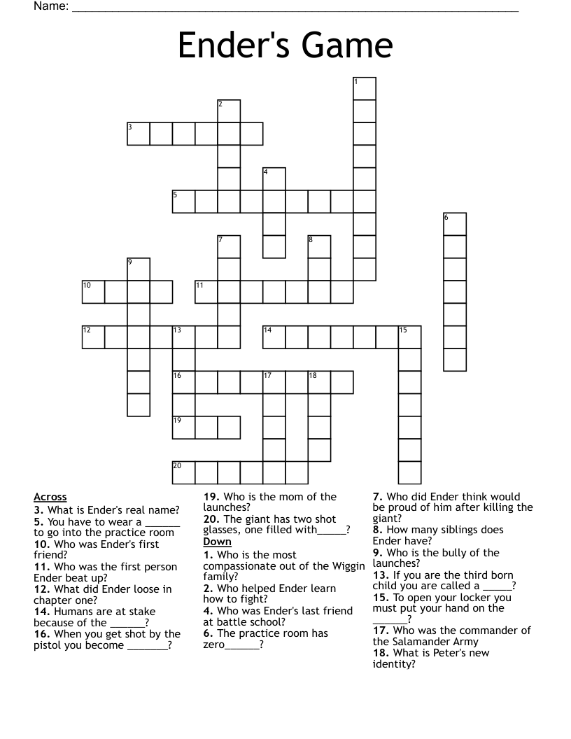 Ender's Game  Crossword