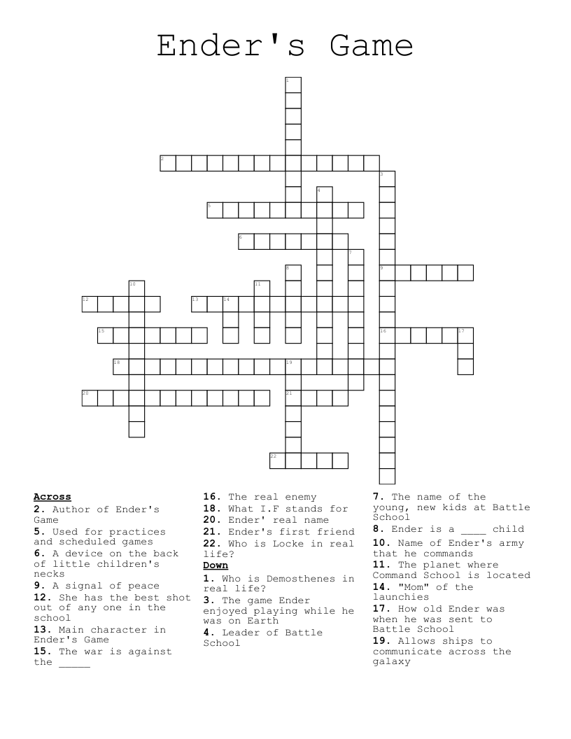Ender's Game  Crossword