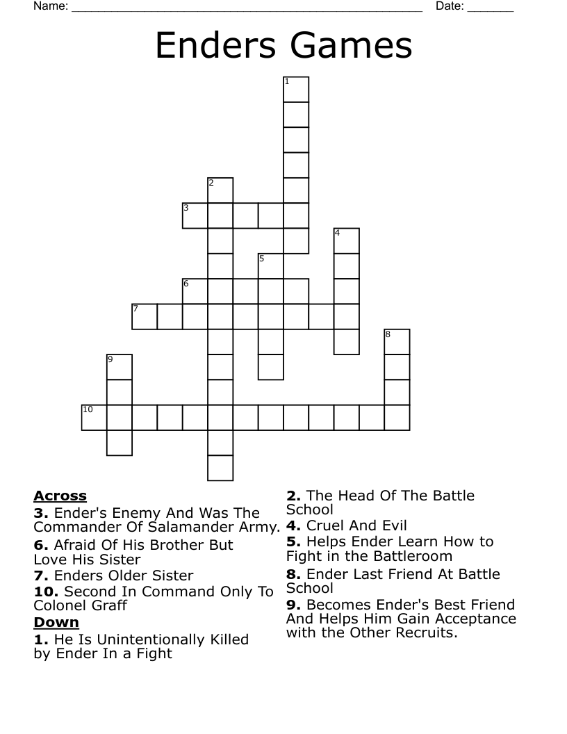Enders Games Crossword