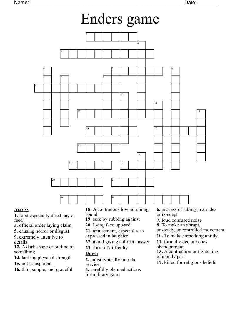 Enders game Crossword