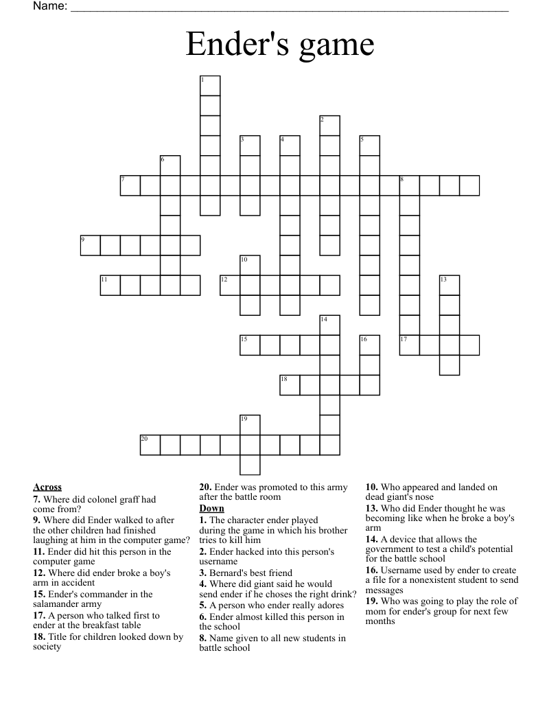 Ender's game Crossword