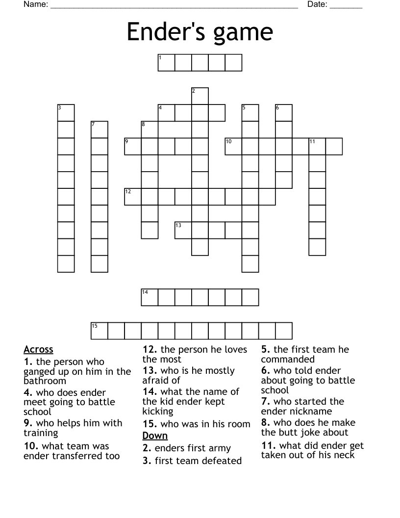 Ender's game Crossword