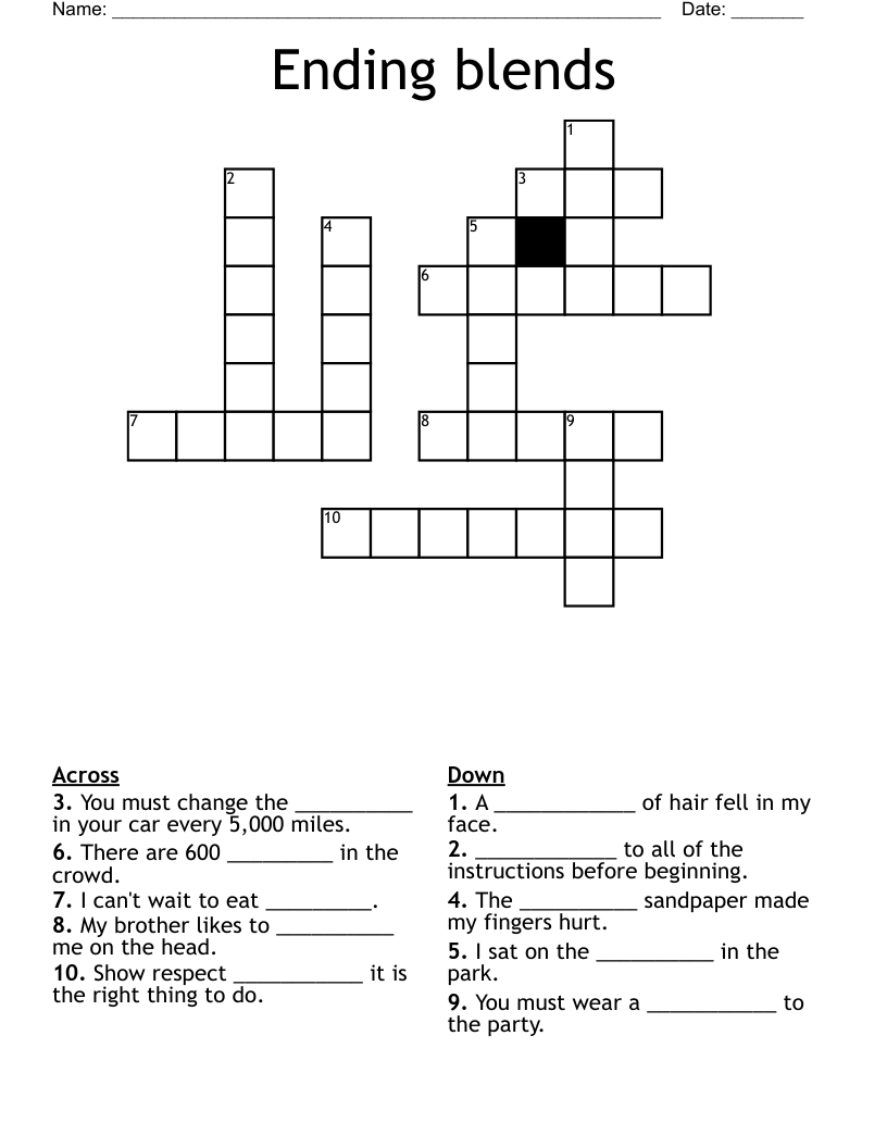 Ending blends Crossword