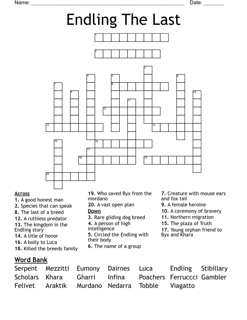Endling The Last Crossword