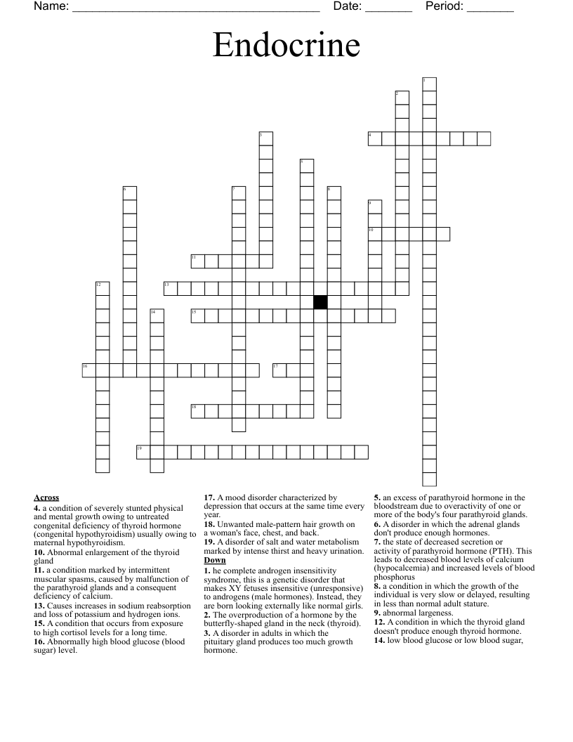 Endocrine Crossword