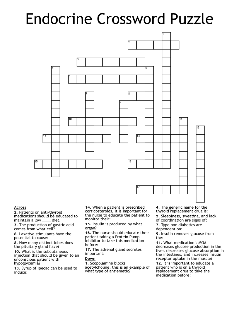 Endocrine Crossword Puzzle