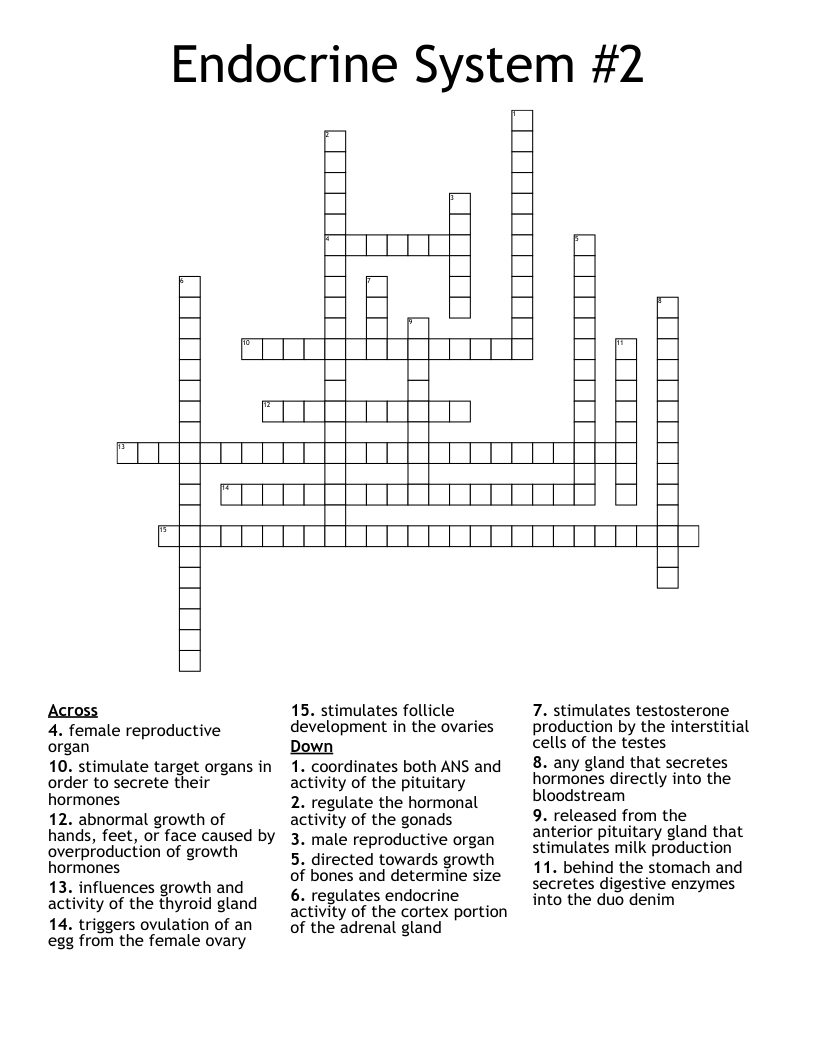 Endocrine System #2 Crossword