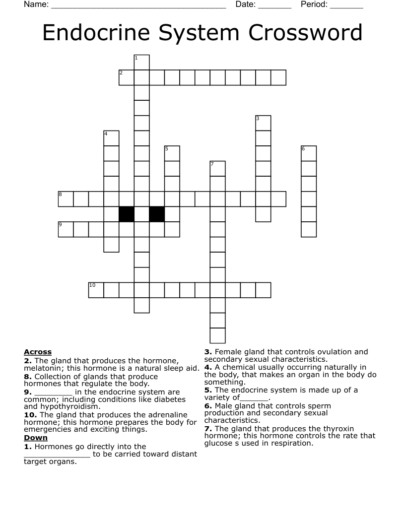 Endocrine System Crossword