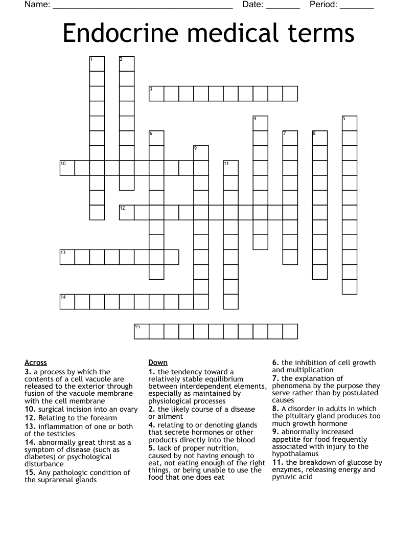 Endocrine medical terms Crossword