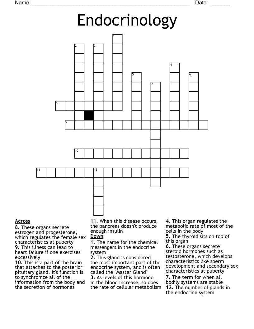 Endocrinology Crossword