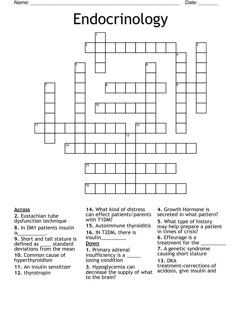 Endocrinology Crossword