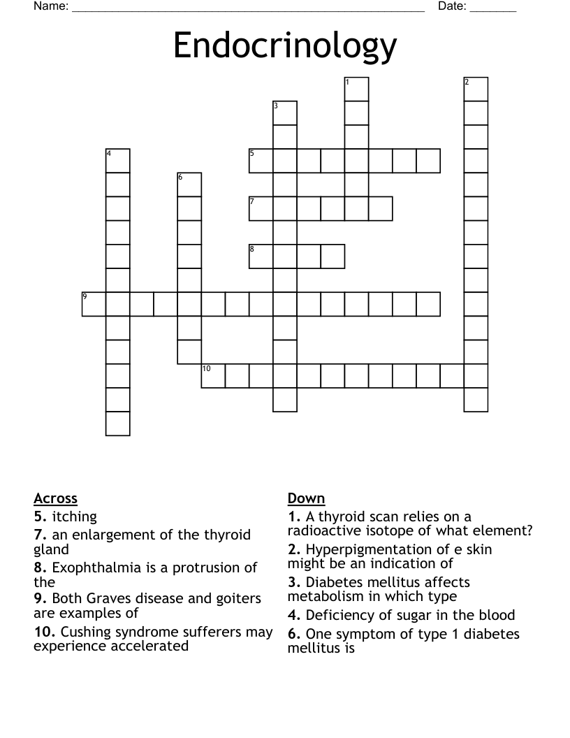 Endocrinology Crossword