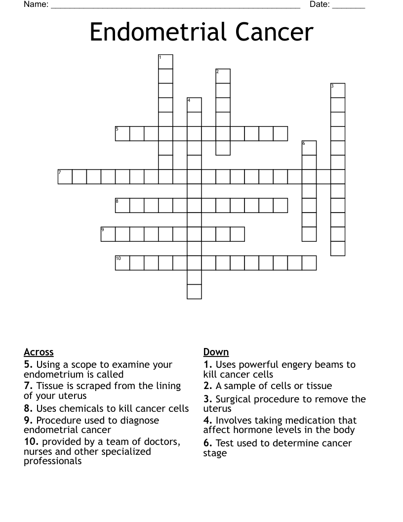 Endometrial Cancer Crossword