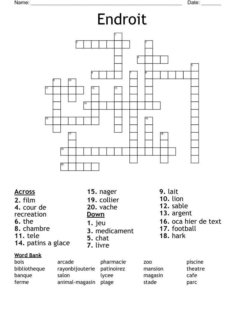Endroit Crossword