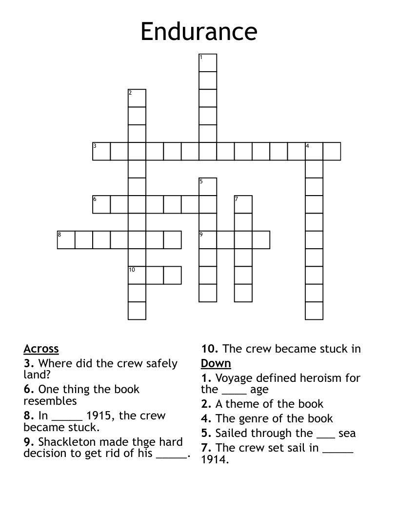 Endurance Crossword