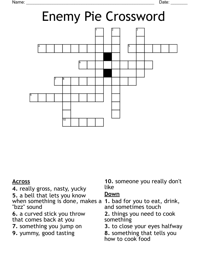 Enemy Pie Crossword
