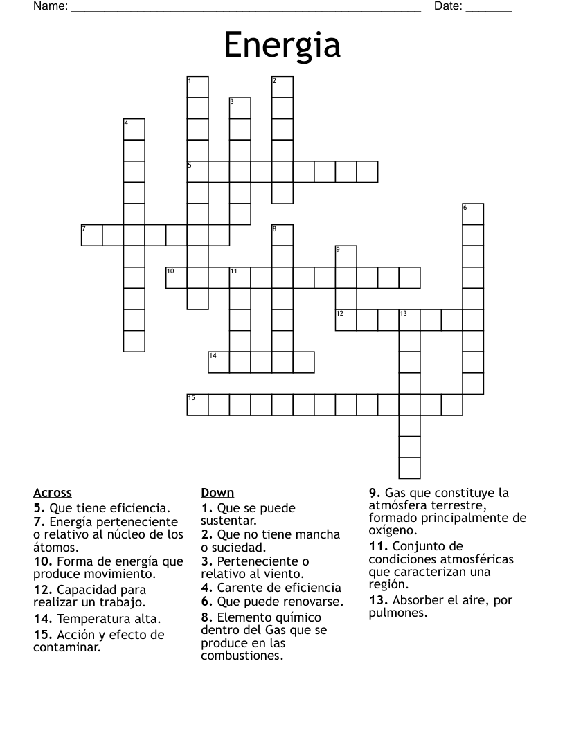 Energia Crossword