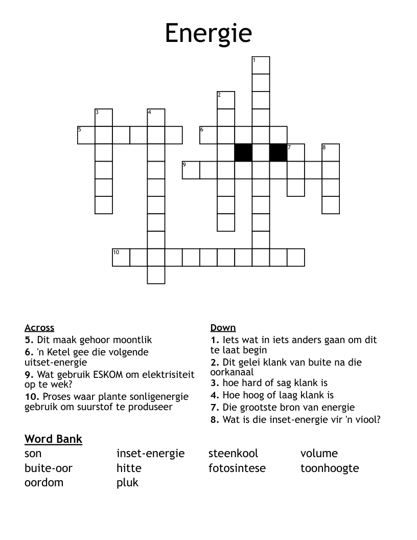Energie  Crossword