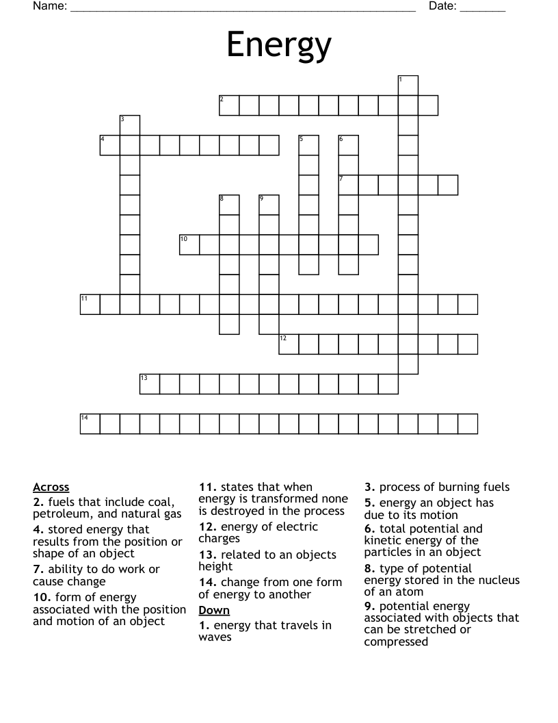 Energy Crossword