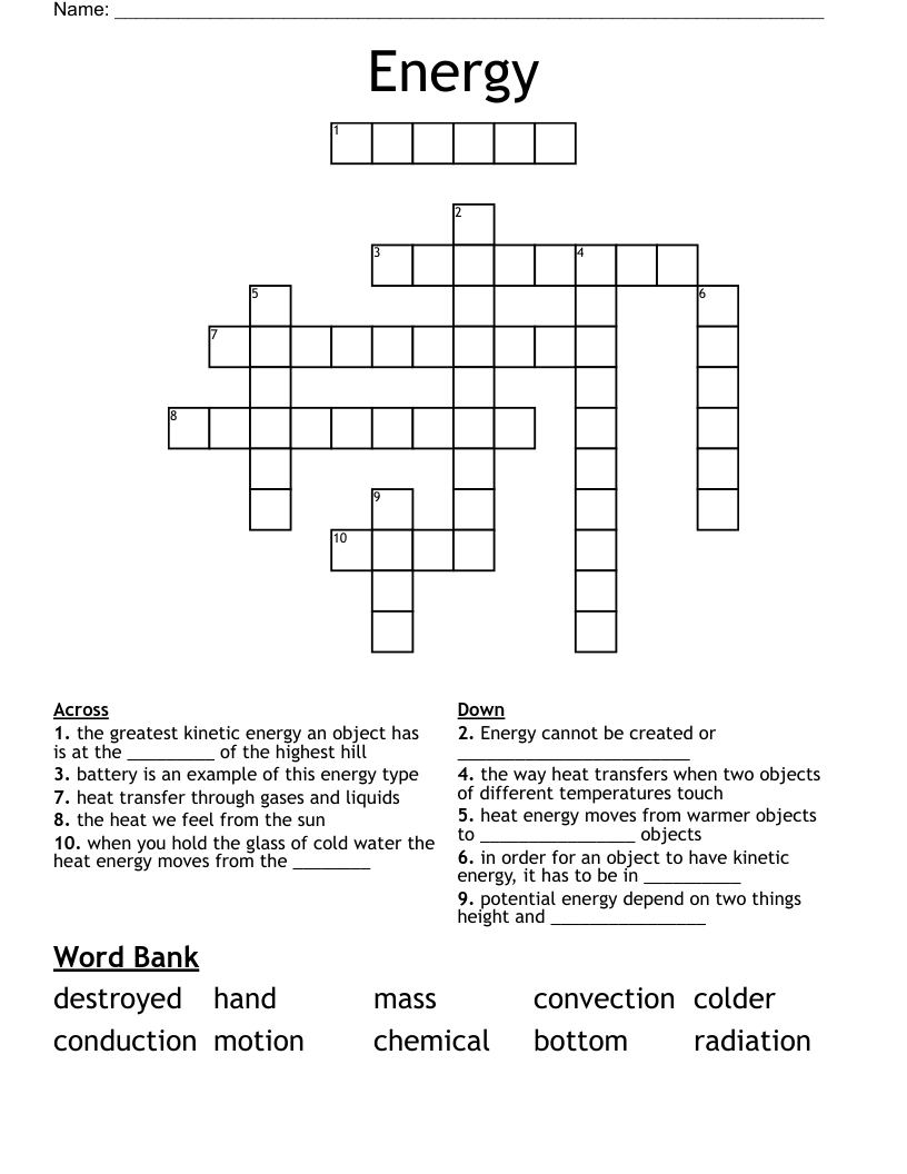 Energy Crossword