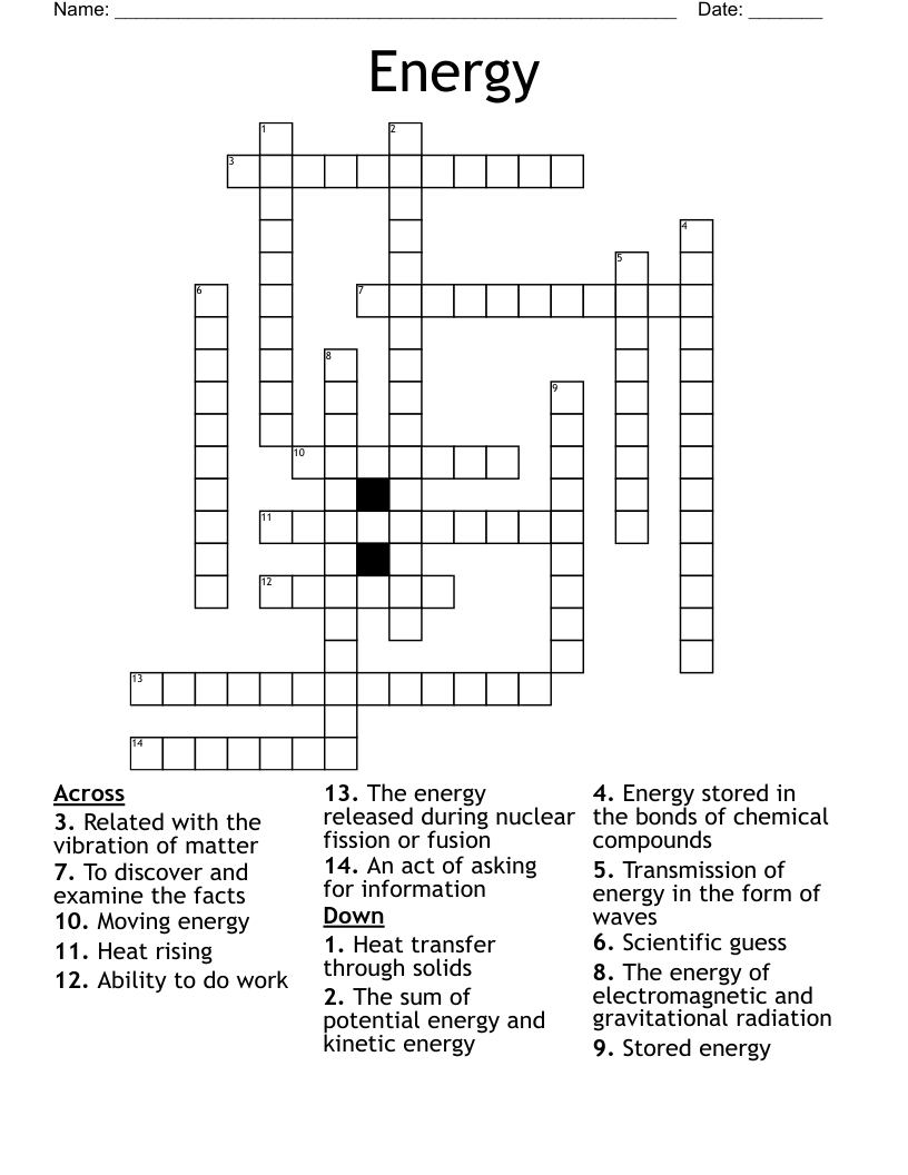 Energy Crossword