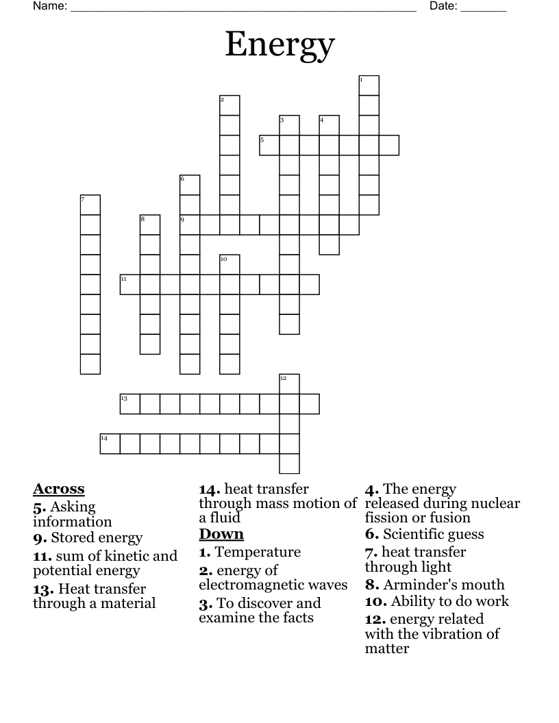 Energy Crossword