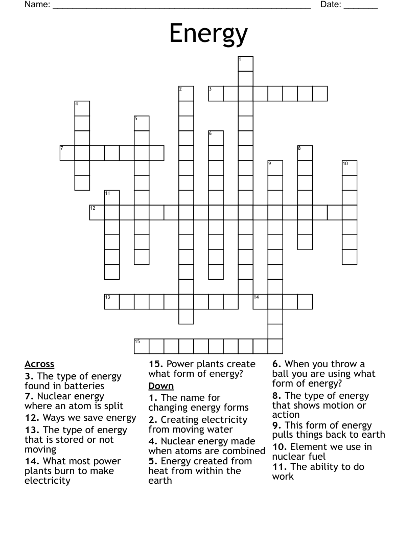 Energy Crossword