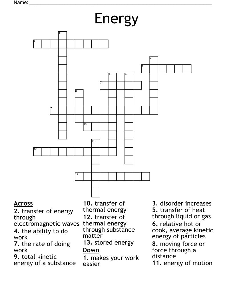 Energy Crossword