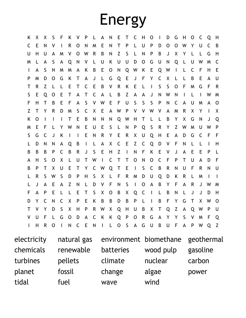 Energy Word Search