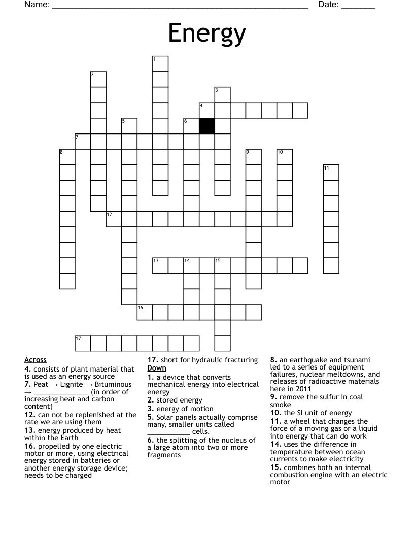 Energy Crossword