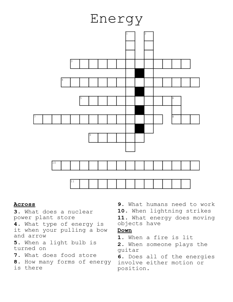 Energy Crossword