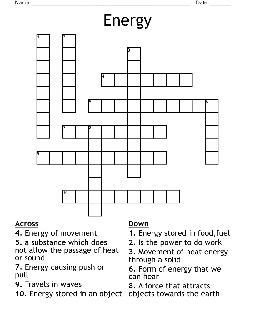 Energy Crossword