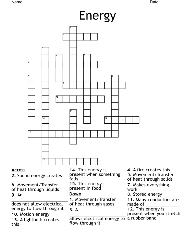 Energy Crossword