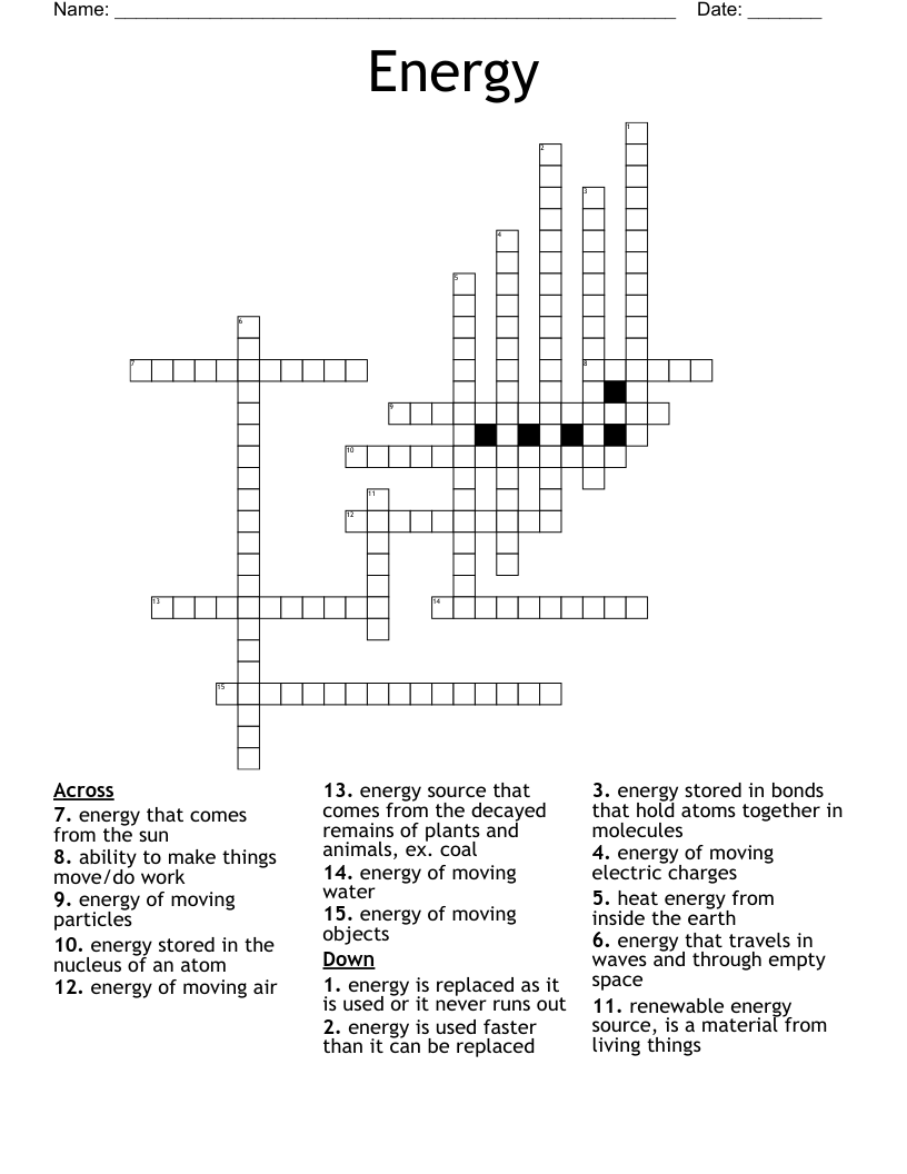 Energy Crossword
