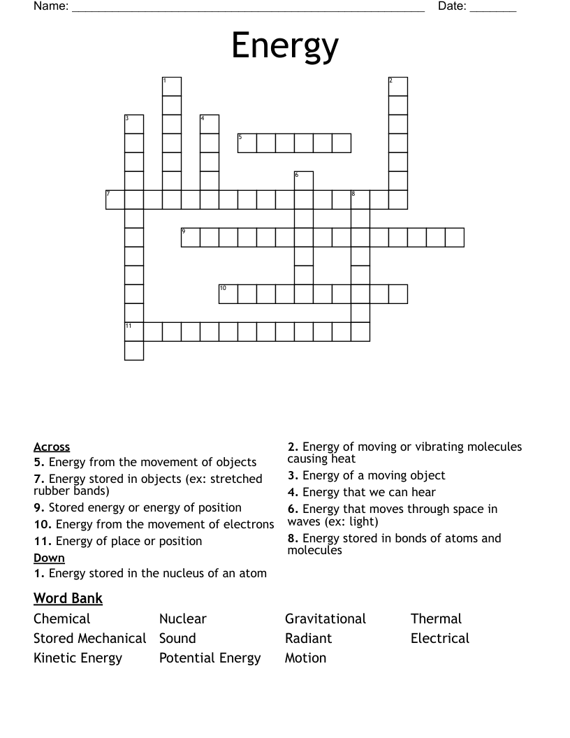 Energy Crossword