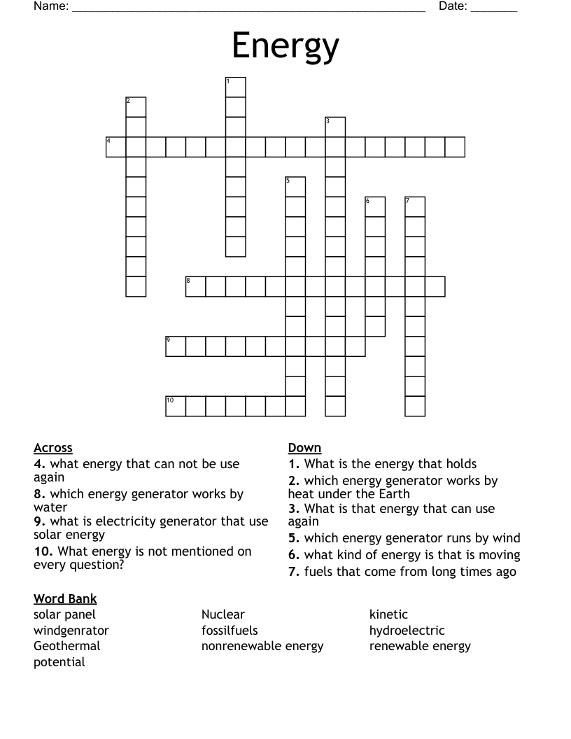 Energy Crossword