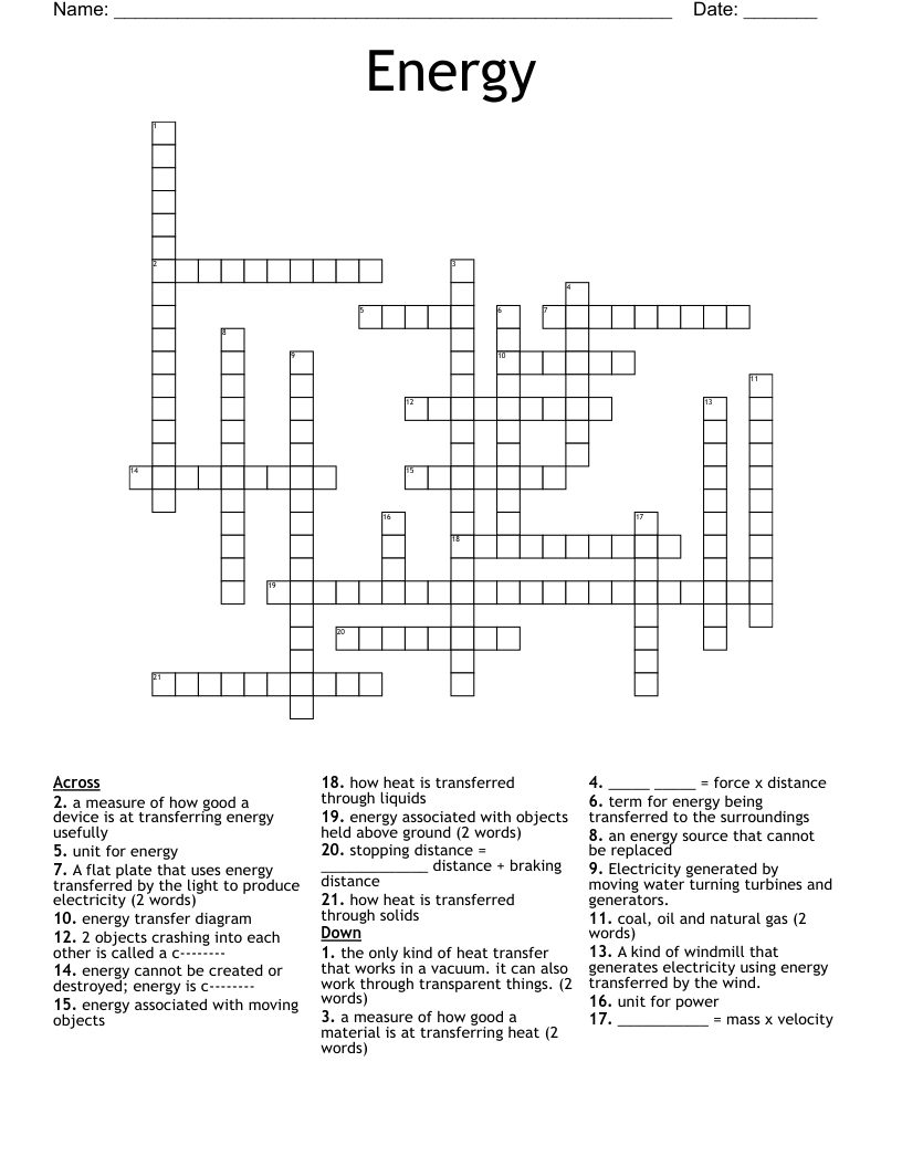 Energy Crossword