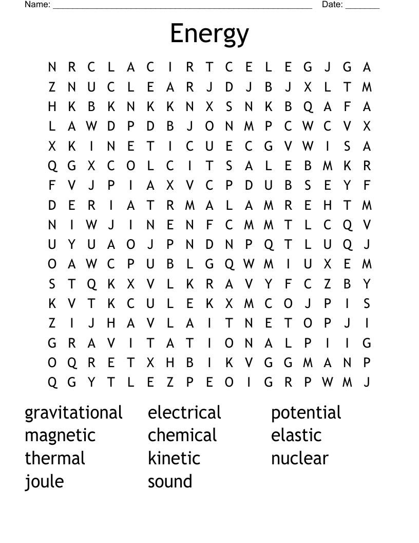Energy Word Search