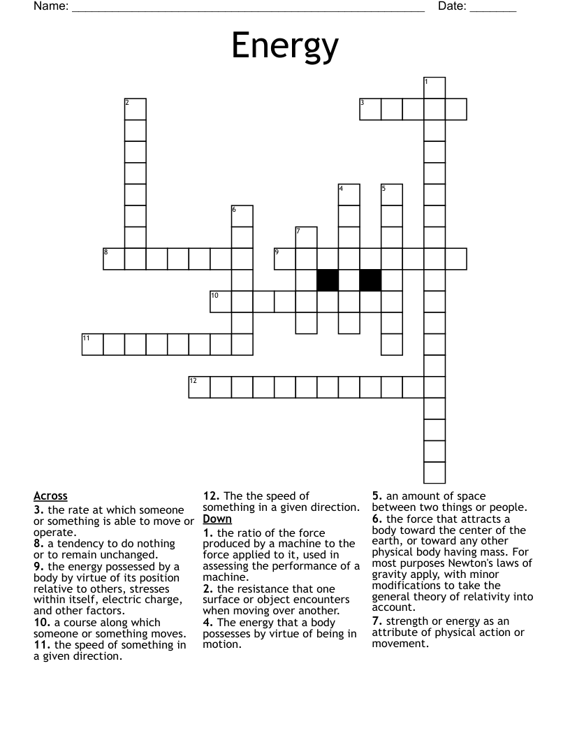 Energy Crossword