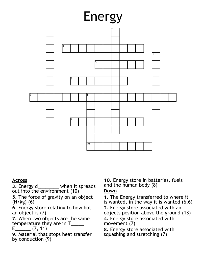 Energy Crossword