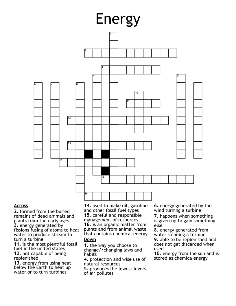 Energy Crossword