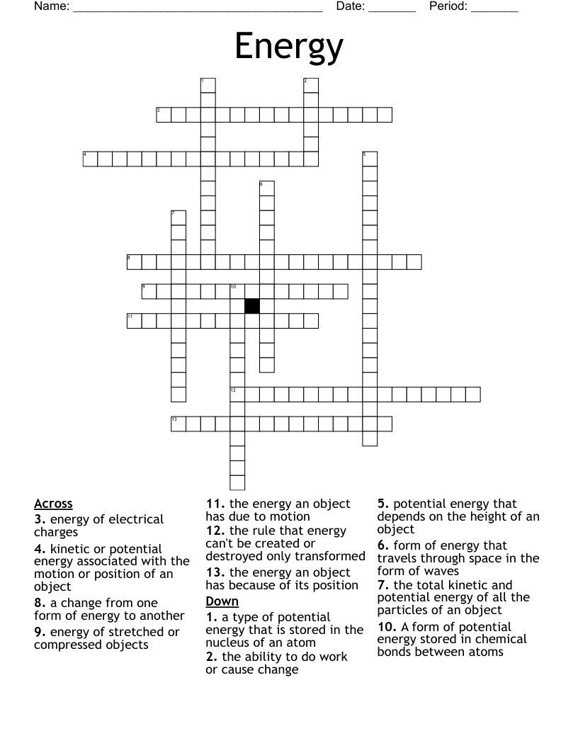 Energy Crossword