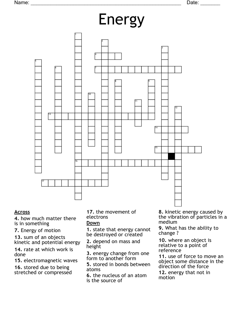 Energy Crossword