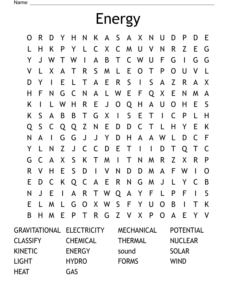 Energy Word Search