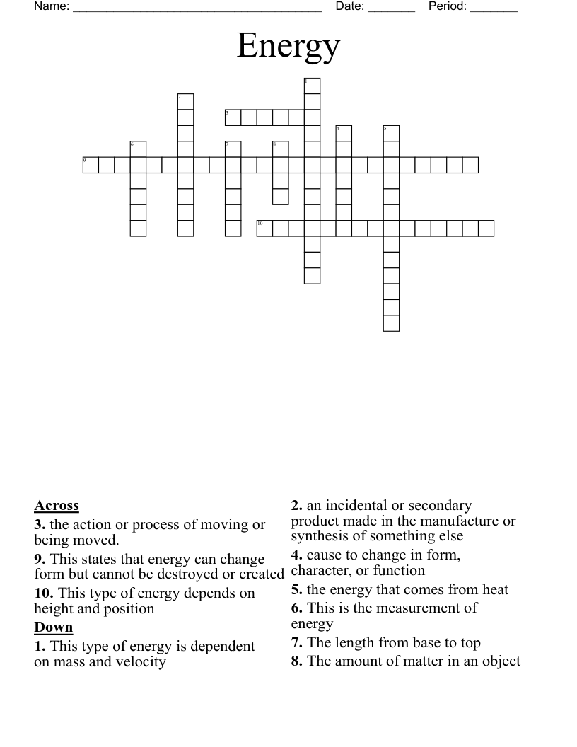Energy Crossword