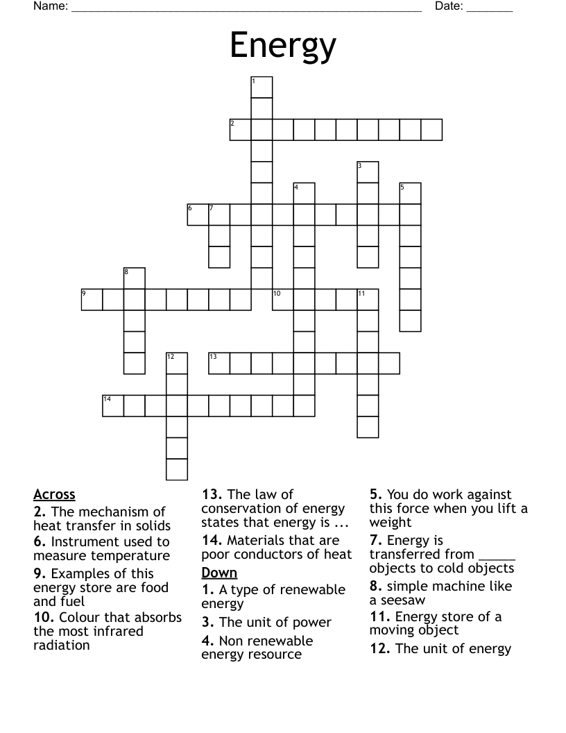 Energy Crossword
