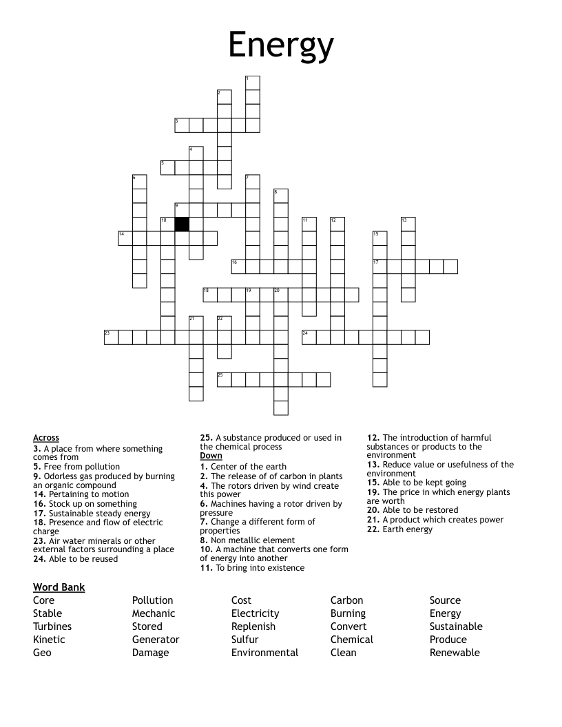 Energy Crossword