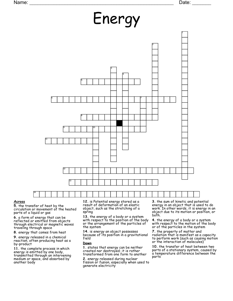 Energy Crossword